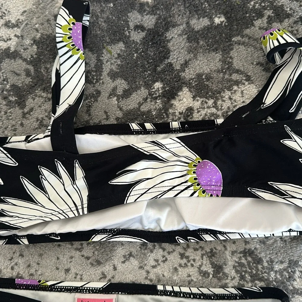 Kate Spade Black Floral two piece bikini swimsuit set